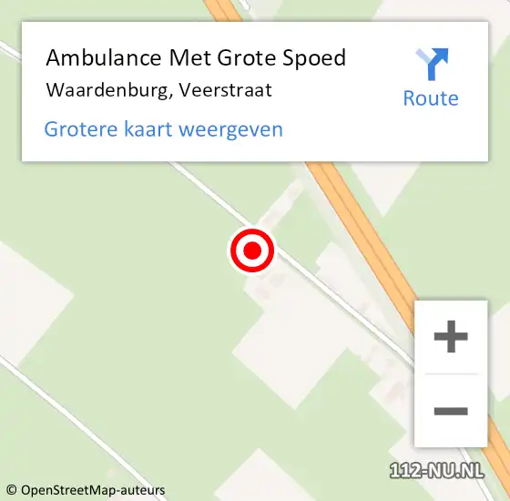 Locatie op kaart van de 112 melding: Ambulance Met Grote Spoed Naar Waardenburg, Veerstraat op 22 augustus 2022 20:22