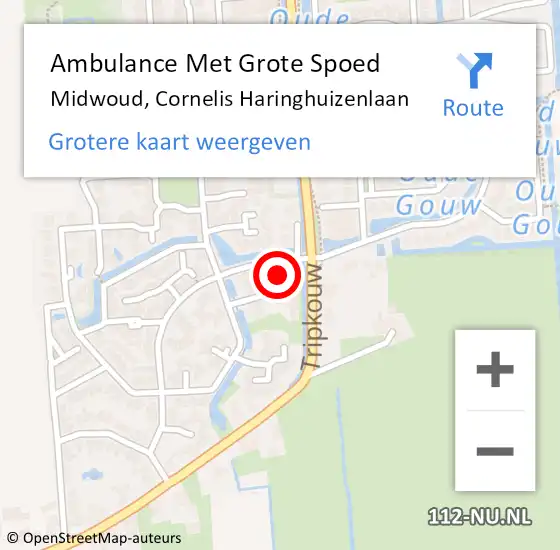 Locatie op kaart van de 112 melding: Ambulance Met Grote Spoed Naar Midwoud, Cornelis Haringhuizenlaan op 22 augustus 2022 20:37