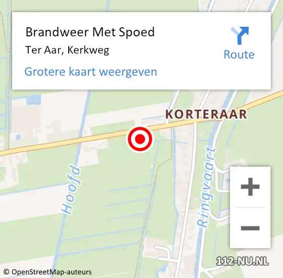 Locatie op kaart van de 112 melding: Brandweer Met Spoed Naar Ter Aar, Kerkweg op 27 juli 2014 10:15