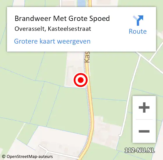 Locatie op kaart van de 112 melding: Brandweer Met Grote Spoed Naar Overasselt, Kasteelsestraat op 22 augustus 2022 22:08