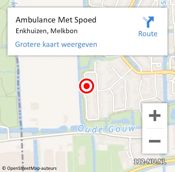 Locatie op kaart van de 112 melding: Ambulance Met Spoed Naar Enkhuizen, Melkbon op 22 augustus 2022 22:14