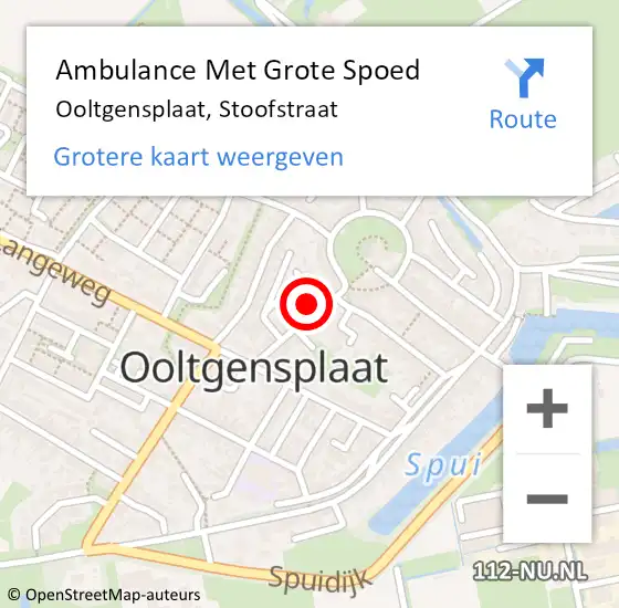 Locatie op kaart van de 112 melding: Ambulance Met Grote Spoed Naar Ooltgensplaat, Stoofstraat op 22 augustus 2022 23:08