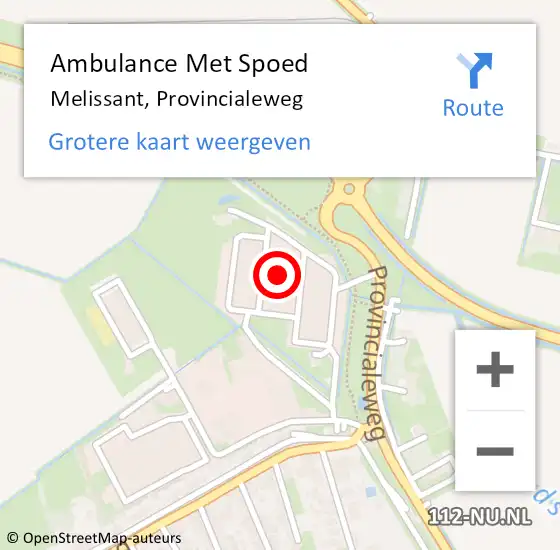 Locatie op kaart van de 112 melding: Ambulance Met Spoed Naar Melissant, Provincialeweg op 22 augustus 2022 23:13