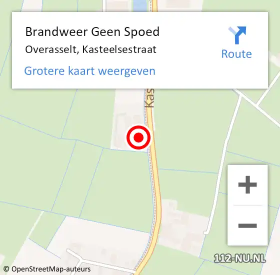 Locatie op kaart van de 112 melding: Brandweer Geen Spoed Naar Overasselt, Kasteelsestraat op 22 augustus 2022 23:18