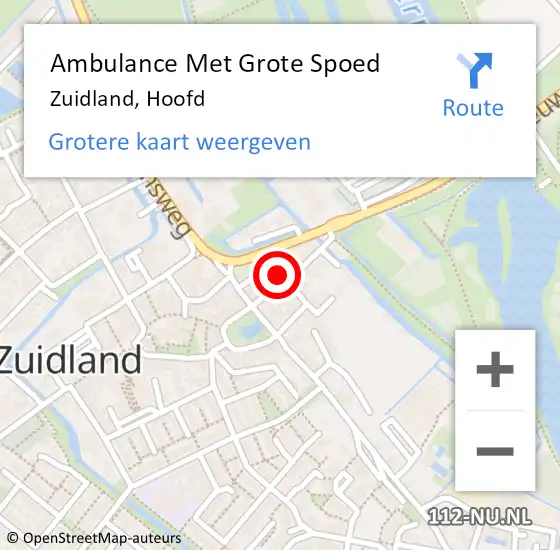 Locatie op kaart van de 112 melding: Ambulance Met Grote Spoed Naar Zuidland, Hoofd op 22 augustus 2022 23:22
