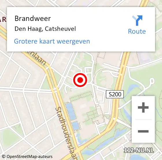 Locatie op kaart van de 112 melding: Brandweer Den Haag, Catsheuvel op 22 augustus 2022 23:27