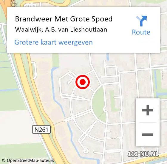 Locatie op kaart van de 112 melding: Brandweer Met Grote Spoed Naar Waalwijk, A.B. van Lieshoutlaan op 23 augustus 2022 00:51