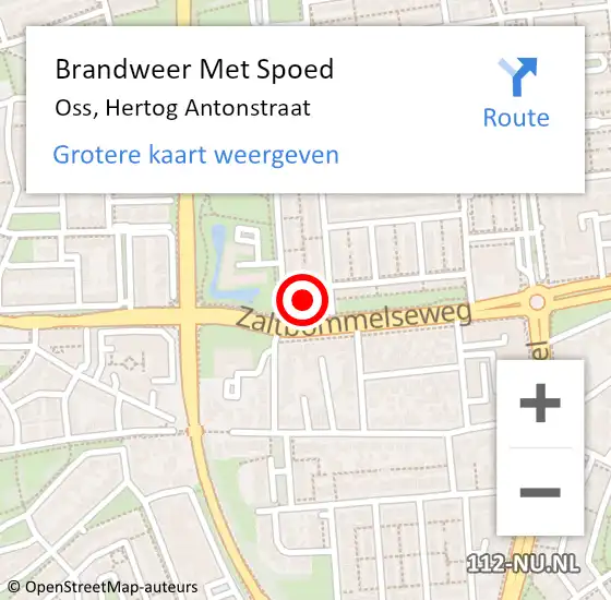 Locatie op kaart van de 112 melding: Brandweer Met Spoed Naar Oss, Hertog Antonstraat op 23 augustus 2022 01:01