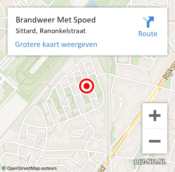 Locatie op kaart van de 112 melding: Brandweer Met Spoed Naar Sittard, Ranonkelstraat op 23 augustus 2022 01:26