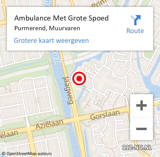 Locatie op kaart van de 112 melding: Ambulance Met Grote Spoed Naar Purmerend, Muurvaren op 23 augustus 2022 01:42