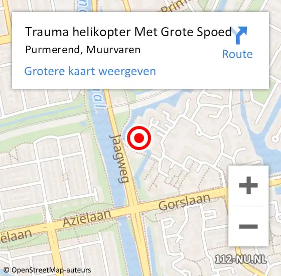 Locatie op kaart van de 112 melding: Trauma helikopter Met Grote Spoed Naar Purmerend, Muurvaren op 23 augustus 2022 01:43