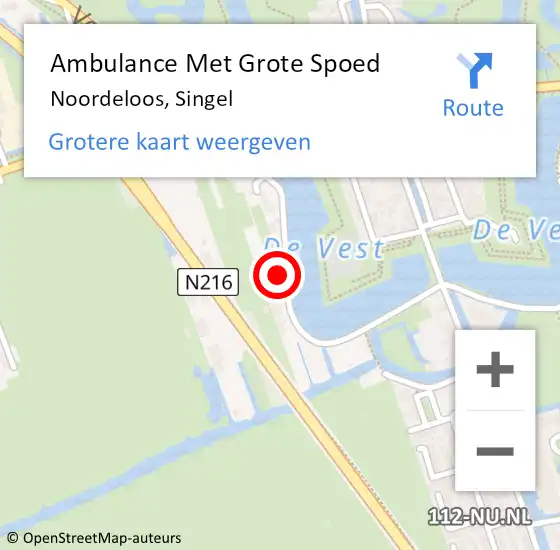 Locatie op kaart van de 112 melding: Ambulance Met Grote Spoed Naar Noordeloos, Singel op 23 augustus 2022 02:17