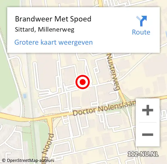 Locatie op kaart van de 112 melding: Brandweer Met Spoed Naar Sittard, Millenerweg op 23 augustus 2022 02:35