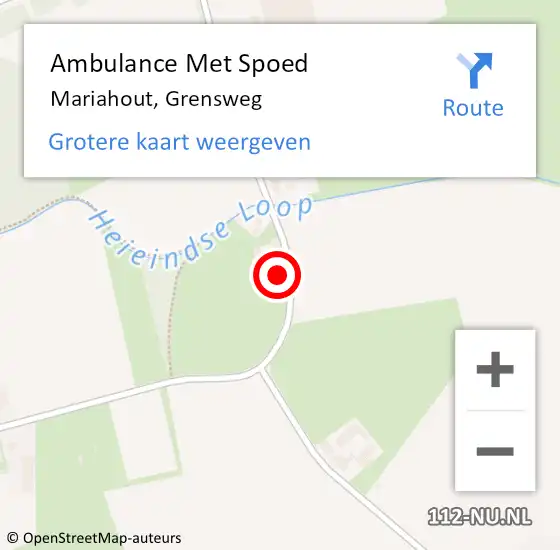 Locatie op kaart van de 112 melding: Ambulance Met Spoed Naar Mariahout, Grensweg op 27 juli 2014 10:33