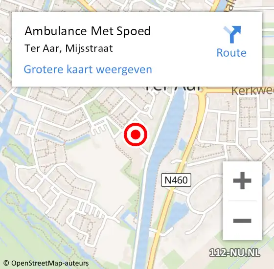 Locatie op kaart van de 112 melding: Ambulance Met Spoed Naar Ter Aar, Mijsstraat op 23 augustus 2022 03:16