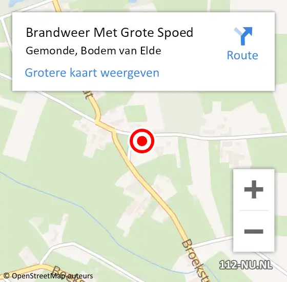 Locatie op kaart van de 112 melding: Brandweer Met Grote Spoed Naar Gemonde, Bodem van Elde op 23 augustus 2022 05:57