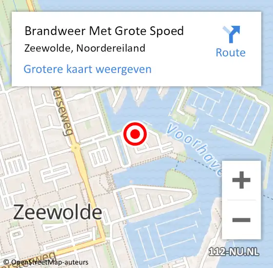 Locatie op kaart van de 112 melding: Brandweer Met Grote Spoed Naar Zeewolde, Noordereiland op 23 augustus 2022 06:44