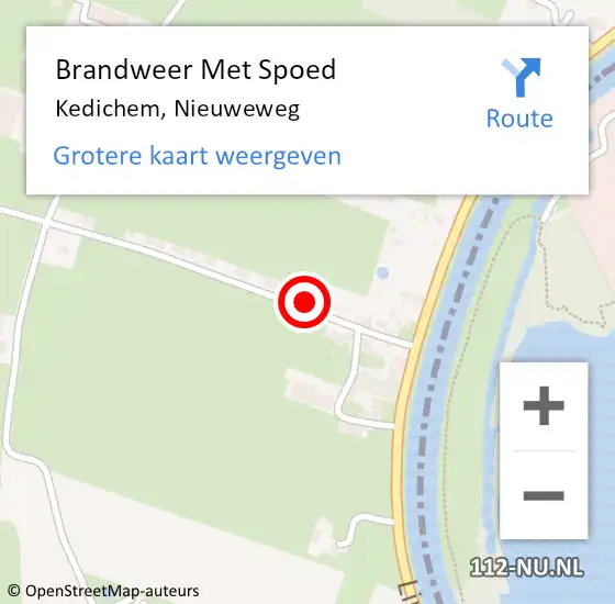 Locatie op kaart van de 112 melding: Brandweer Met Spoed Naar Kedichem, Nieuweweg op 23 augustus 2022 07:37