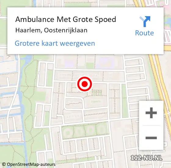 Locatie op kaart van de 112 melding: Ambulance Met Grote Spoed Naar Haarlem, Oostenrijklaan op 23 augustus 2022 08:00