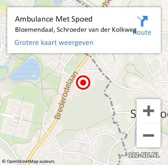 Locatie op kaart van de 112 melding: Ambulance Met Spoed Naar Bloemendaal, Schroeder van der Kolkweg op 23 augustus 2022 08:21