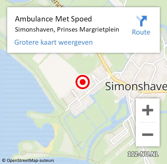 Locatie op kaart van de 112 melding: Ambulance Met Spoed Naar Simonshaven, Prinses Margrietplein op 23 augustus 2022 08:27