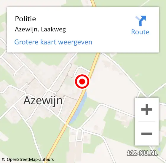 Locatie op kaart van de 112 melding: Politie Azewijn, Laakweg op 23 augustus 2022 08:49