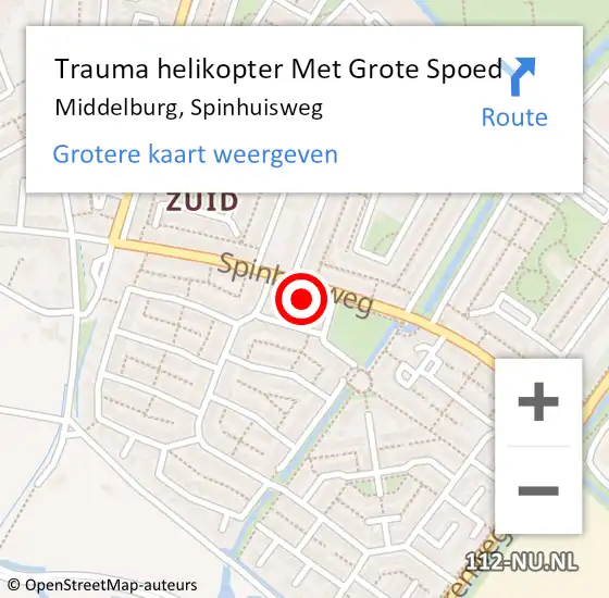 Locatie op kaart van de 112 melding: Trauma helikopter Met Grote Spoed Naar Middelburg, Spinhuisweg op 23 augustus 2022 09:24