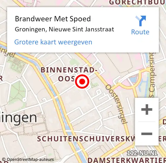 Locatie op kaart van de 112 melding: Brandweer Met Spoed Naar Groningen, Nieuwe Sint Jansstraat op 27 juli 2014 10:51