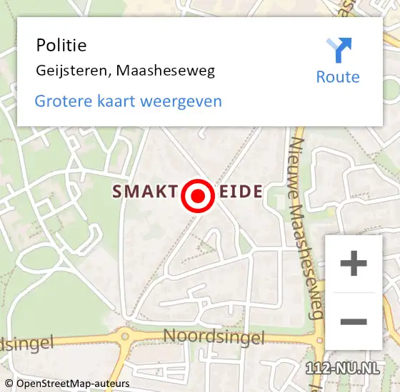 Locatie op kaart van de 112 melding: Politie Geijsteren, Maasheseweg op 23 augustus 2022 09:33