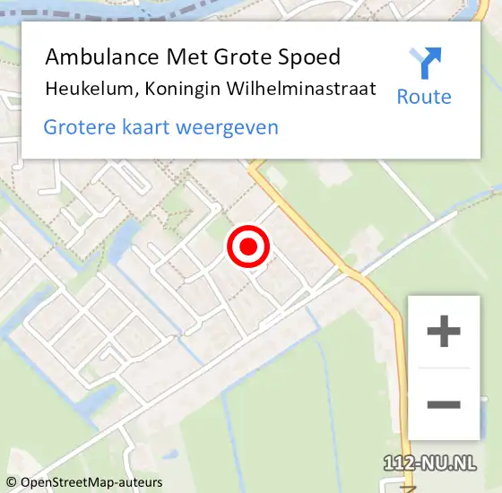 Locatie op kaart van de 112 melding: Ambulance Met Grote Spoed Naar Heukelum, Koningin Wilhelminastraat op 23 augustus 2022 09:36