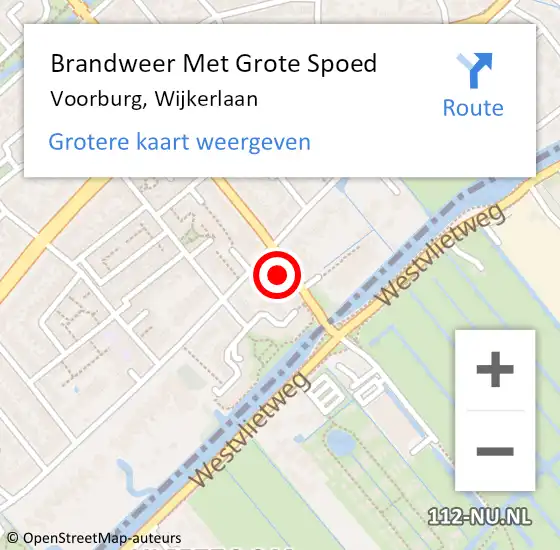 Locatie op kaart van de 112 melding: Brandweer Met Grote Spoed Naar Voorburg, Wijkerlaan op 23 augustus 2022 09:36