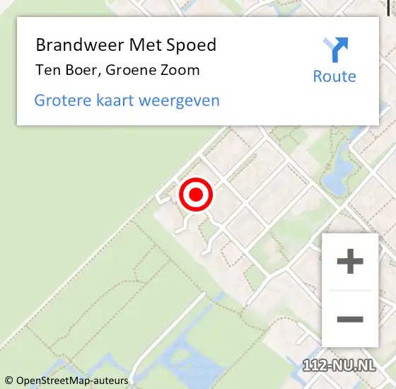 Locatie op kaart van de 112 melding: Brandweer Met Spoed Naar Ten Boer, Groene Zoom op 23 augustus 2022 09:50