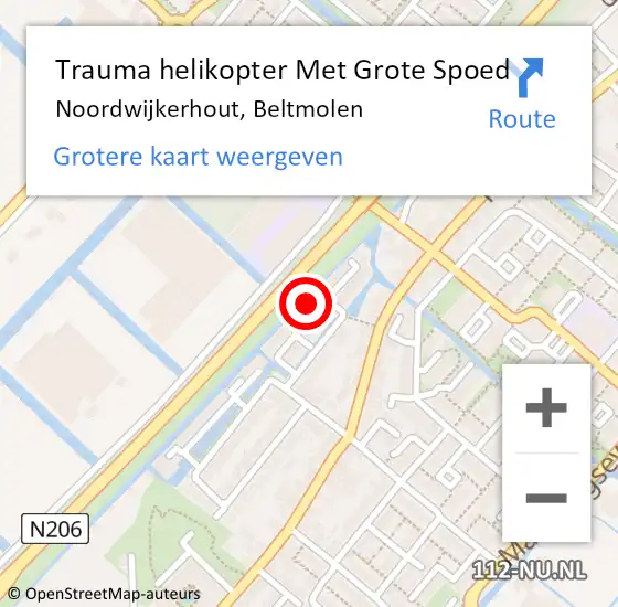 Locatie op kaart van de 112 melding: Trauma helikopter Met Grote Spoed Naar Noordwijkerhout, Beltmolen op 23 augustus 2022 09:53