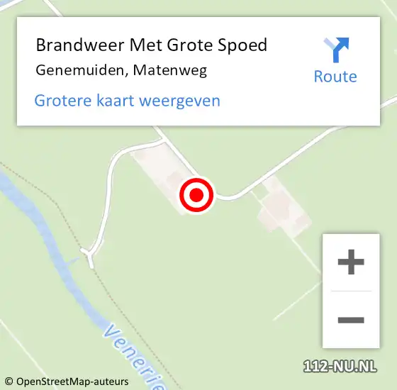 Locatie op kaart van de 112 melding: Brandweer Met Grote Spoed Naar Genemuiden, Matenweg op 23 augustus 2022 09:54