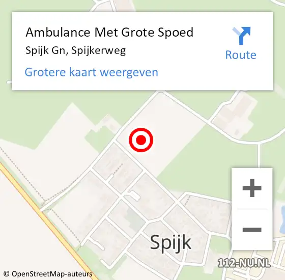 Locatie op kaart van de 112 melding: Ambulance Met Grote Spoed Naar Spijk Gn, Spijkerweg op 23 augustus 2022 10:14