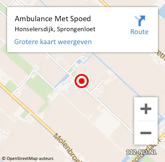 Locatie op kaart van de 112 melding: Ambulance Met Spoed Naar Honselersdijk, Sprongenloet op 23 augustus 2022 10:29