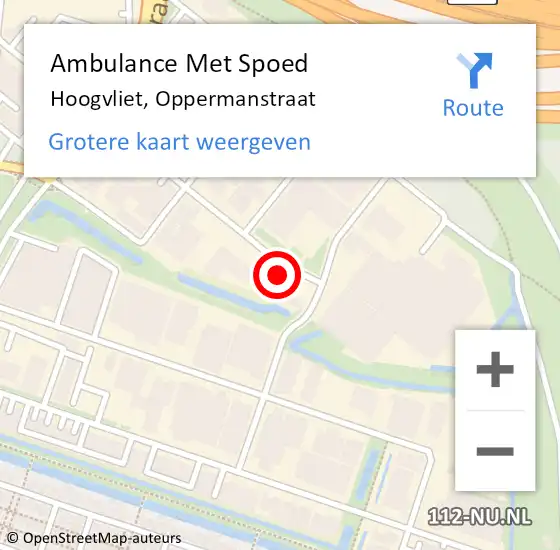 Locatie op kaart van de 112 melding: Ambulance Met Spoed Naar Hoogvliet, Oppermanstraat op 23 augustus 2022 10:58