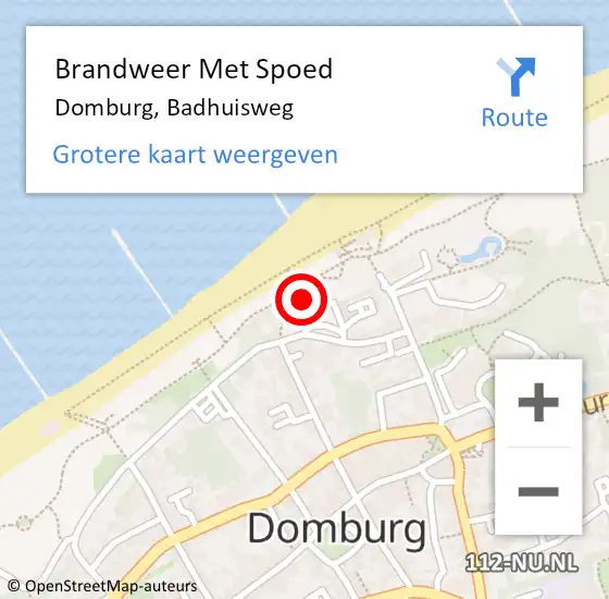 Locatie op kaart van de 112 melding: Brandweer Met Spoed Naar Domburg, Badhuisweg op 23 augustus 2022 11:02