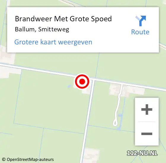 Locatie op kaart van de 112 melding: Brandweer Met Grote Spoed Naar Ballum, Smitteweg op 23 augustus 2022 11:13