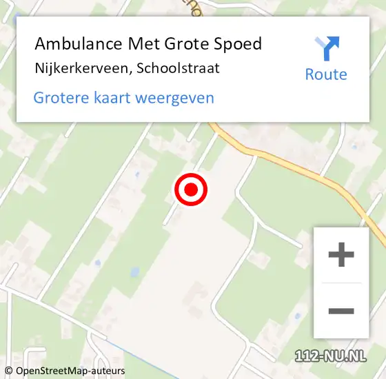 Locatie op kaart van de 112 melding: Ambulance Met Grote Spoed Naar Nijkerkerveen, Schoolstraat op 23 augustus 2022 11:23