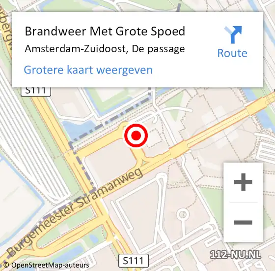 Locatie op kaart van de 112 melding: Brandweer Met Grote Spoed Naar Amsterdam-Zuidoost, De passage op 23 augustus 2022 11:24