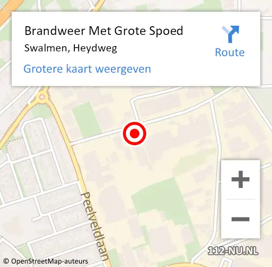 Locatie op kaart van de 112 melding: Brandweer Met Grote Spoed Naar Swalmen, Heydweg op 23 augustus 2022 11:25