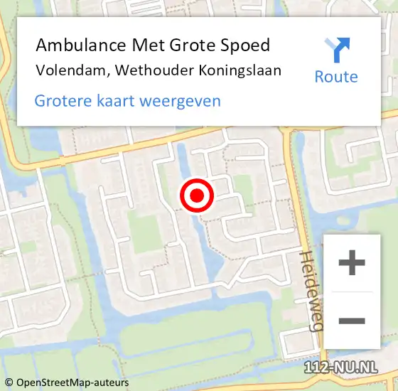 Locatie op kaart van de 112 melding: Ambulance Met Grote Spoed Naar Volendam, Wethouder Koningslaan op 23 augustus 2022 11:51