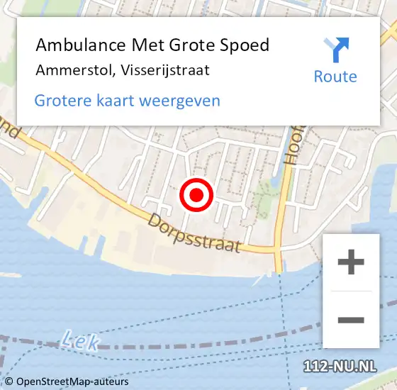 Locatie op kaart van de 112 melding: Ambulance Met Grote Spoed Naar Ammerstol, Visserijstraat op 23 augustus 2022 12:01