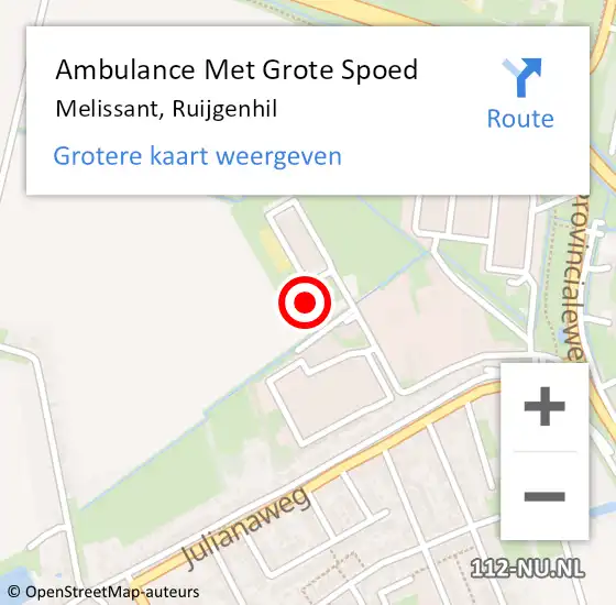 Locatie op kaart van de 112 melding: Ambulance Met Grote Spoed Naar Melissant, Ruijgenhil op 23 augustus 2022 12:03