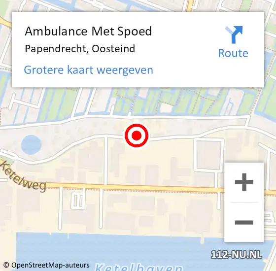 Locatie op kaart van de 112 melding: Ambulance Met Spoed Naar Papendrecht, Oosteind op 23 augustus 2022 12:12