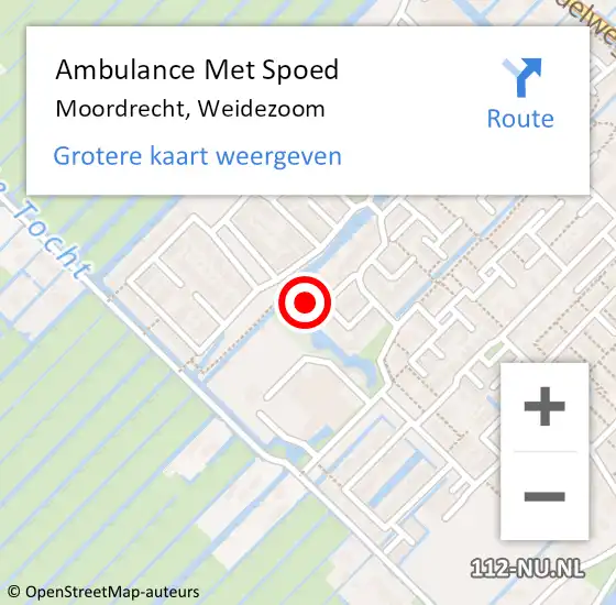 Locatie op kaart van de 112 melding: Ambulance Met Spoed Naar Moordrecht, Weidezoom op 23 augustus 2022 12:13