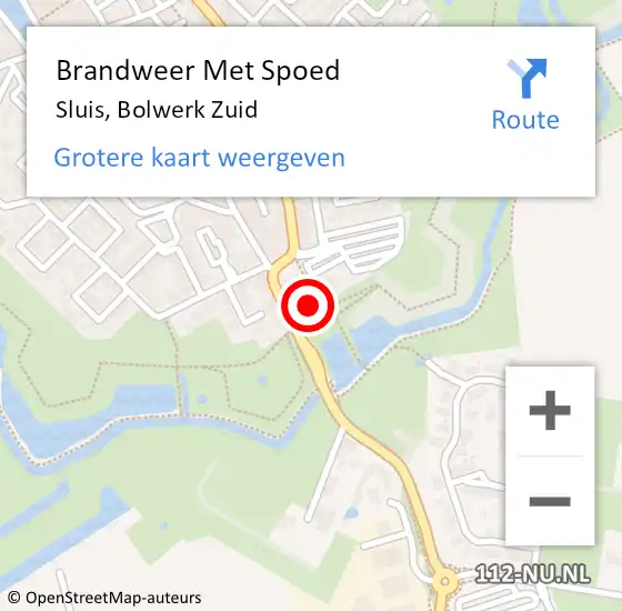 Locatie op kaart van de 112 melding: Brandweer Met Spoed Naar Sluis, Bolwerk Zuid op 23 augustus 2022 12:13