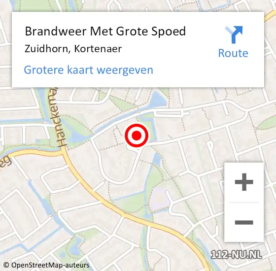 Locatie op kaart van de 112 melding: Brandweer Met Grote Spoed Naar Zuidhorn, Kortenaer op 23 augustus 2022 12:20