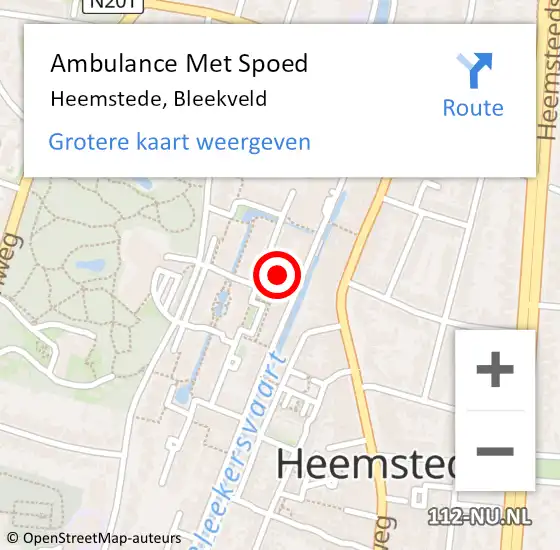 Locatie op kaart van de 112 melding: Ambulance Met Spoed Naar Heemstede, Bleekveld op 23 augustus 2022 12:26